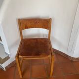 Paire chaises orme cuir