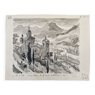 Encre et lavis d'encre sur papier - Chapultepec, la fameuse résidenc Jacques Boullaire (1893-1976)