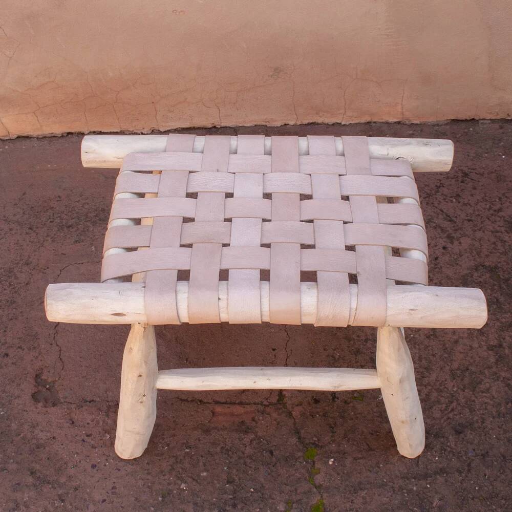 Woven leather stool