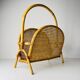 Vintage bamboo and Vienna straw magazine rack, 1960s.