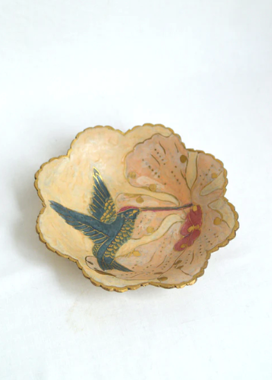 Brass hummingbird cup