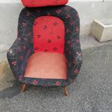 Armchair year 50 red and black compass feet
