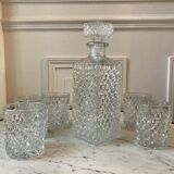 Set of whisky decanter and its 5 glasses