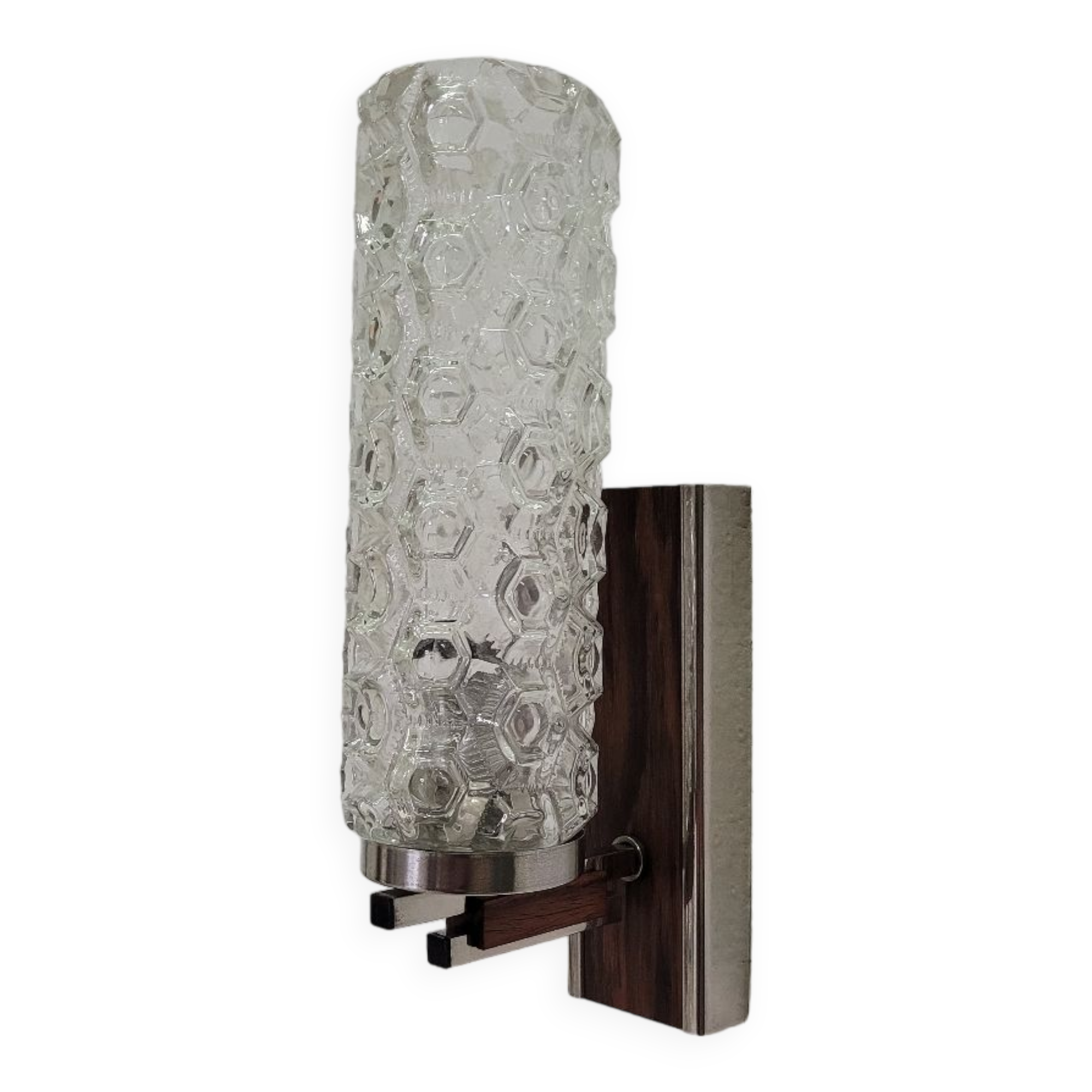 Vintage Scandinavian wall lamp in rosewood and glass 1960s