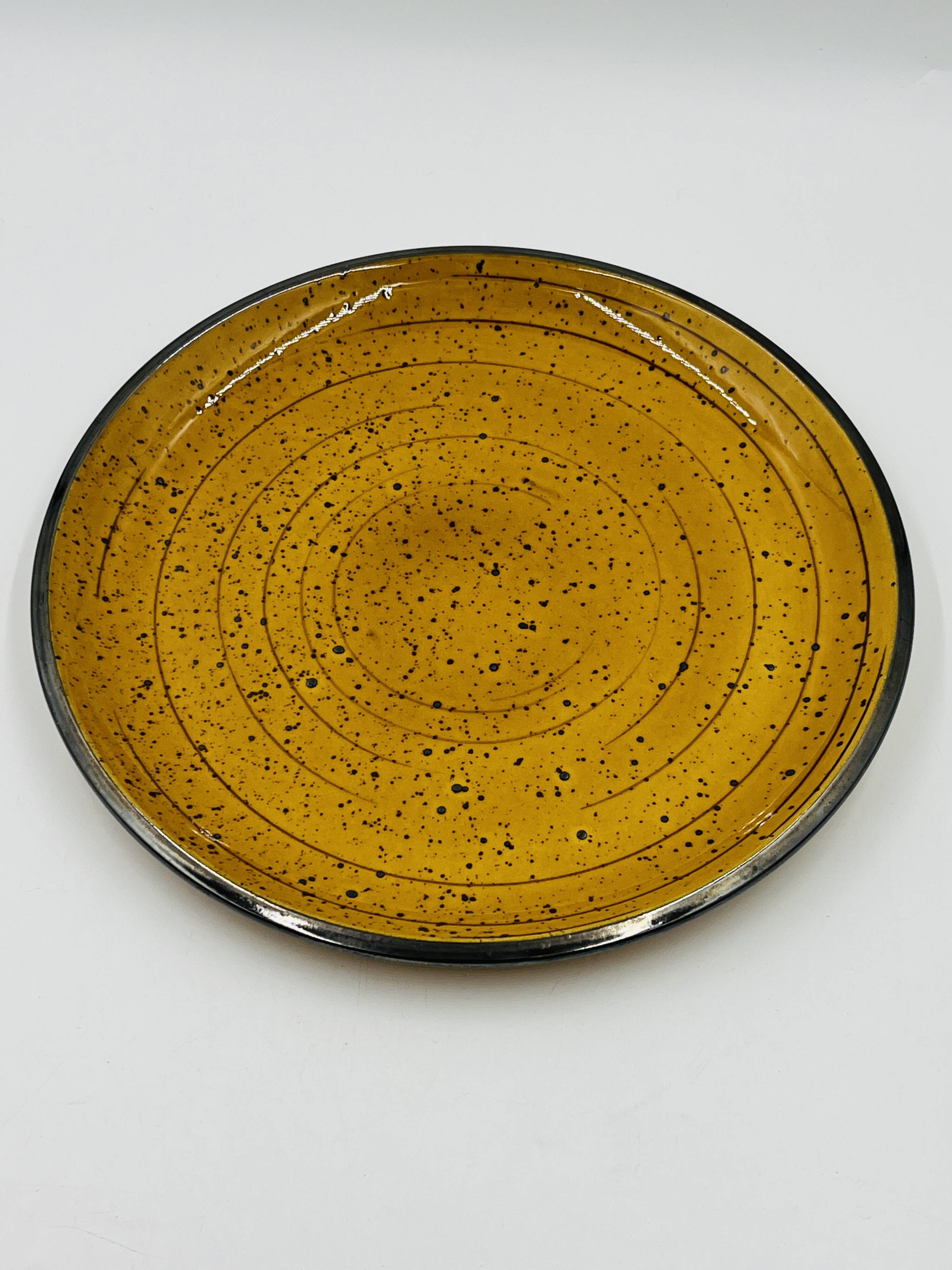 Vintage speckled yellow Palma plate Boch La Louvière