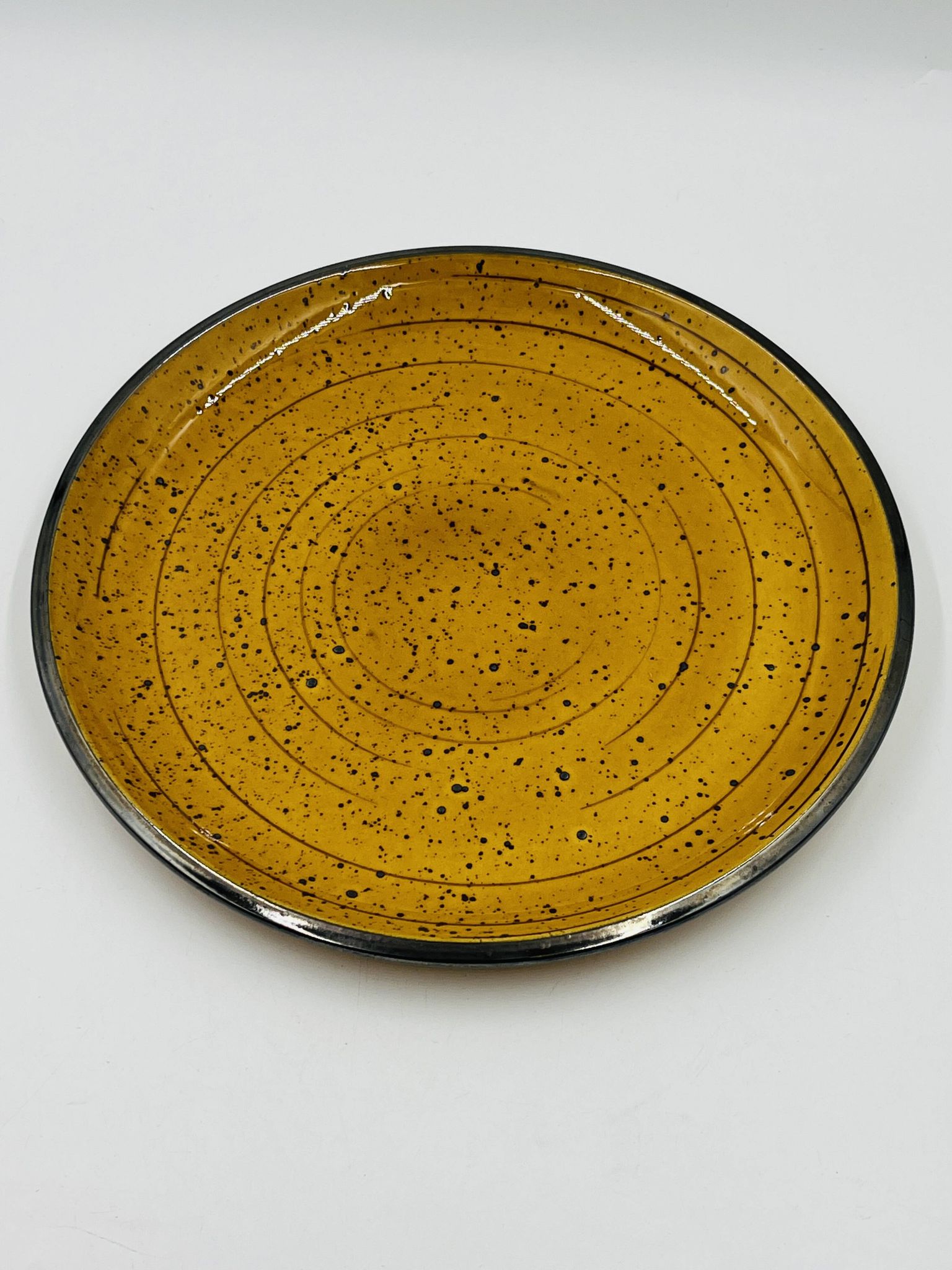 Vintage speckled yellow Palma plate Boch La Louvière