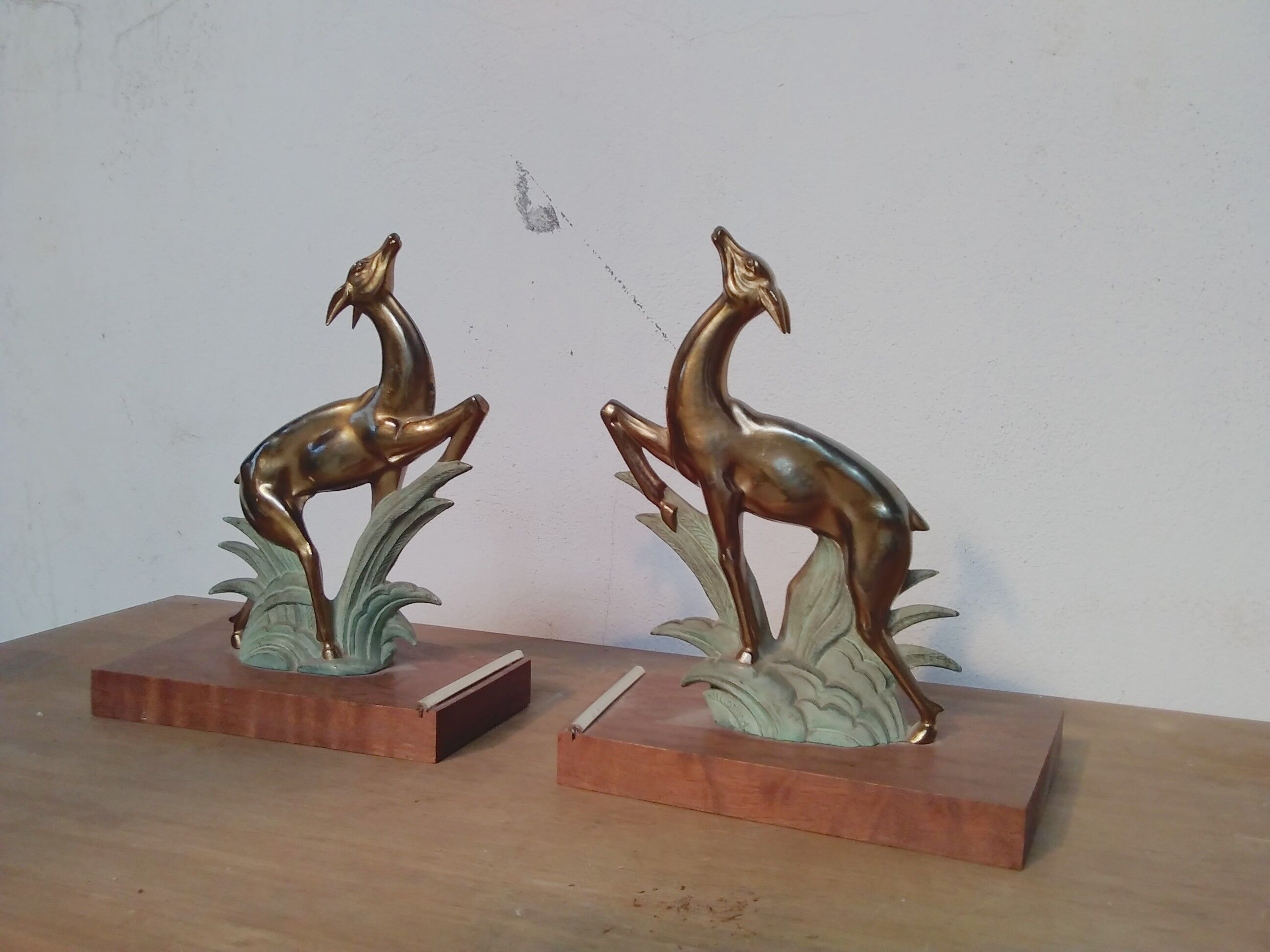 Art Deco doe bookends