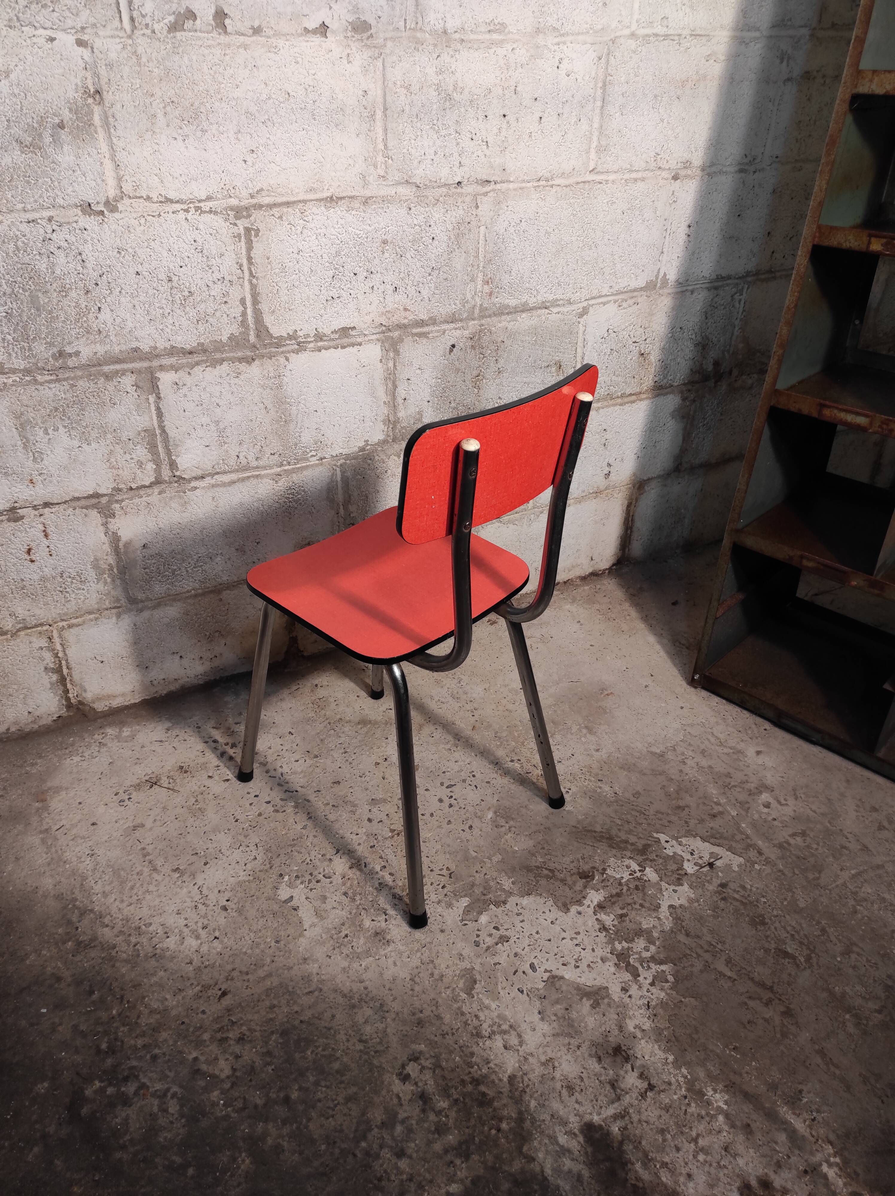 Chair in pink red formica 1960