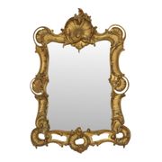 Italian Crested Mirror Rococo Style Gold-Colored Resin 84cm