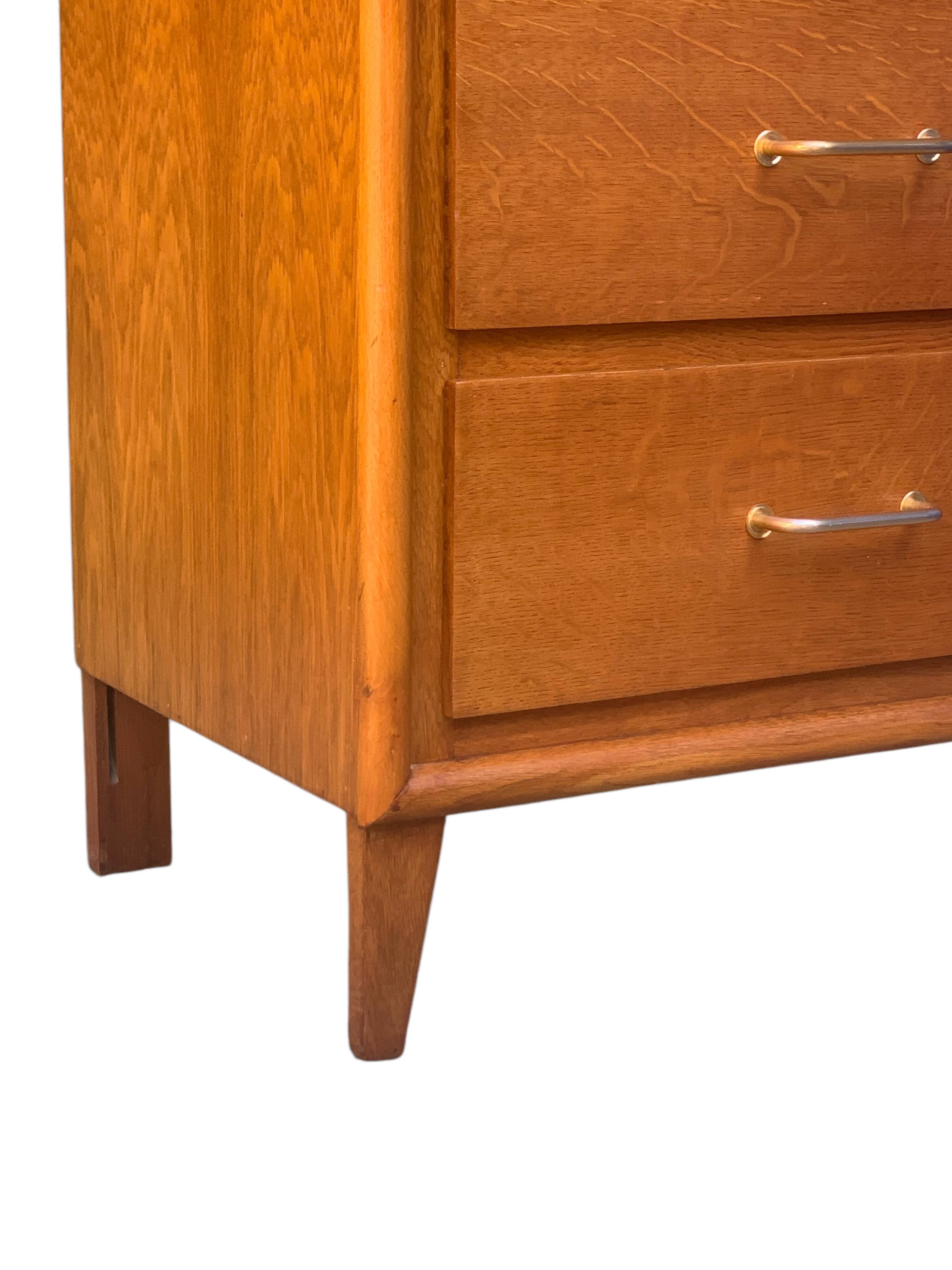 Vintage chest of drawers with oak compass legs, 1950s