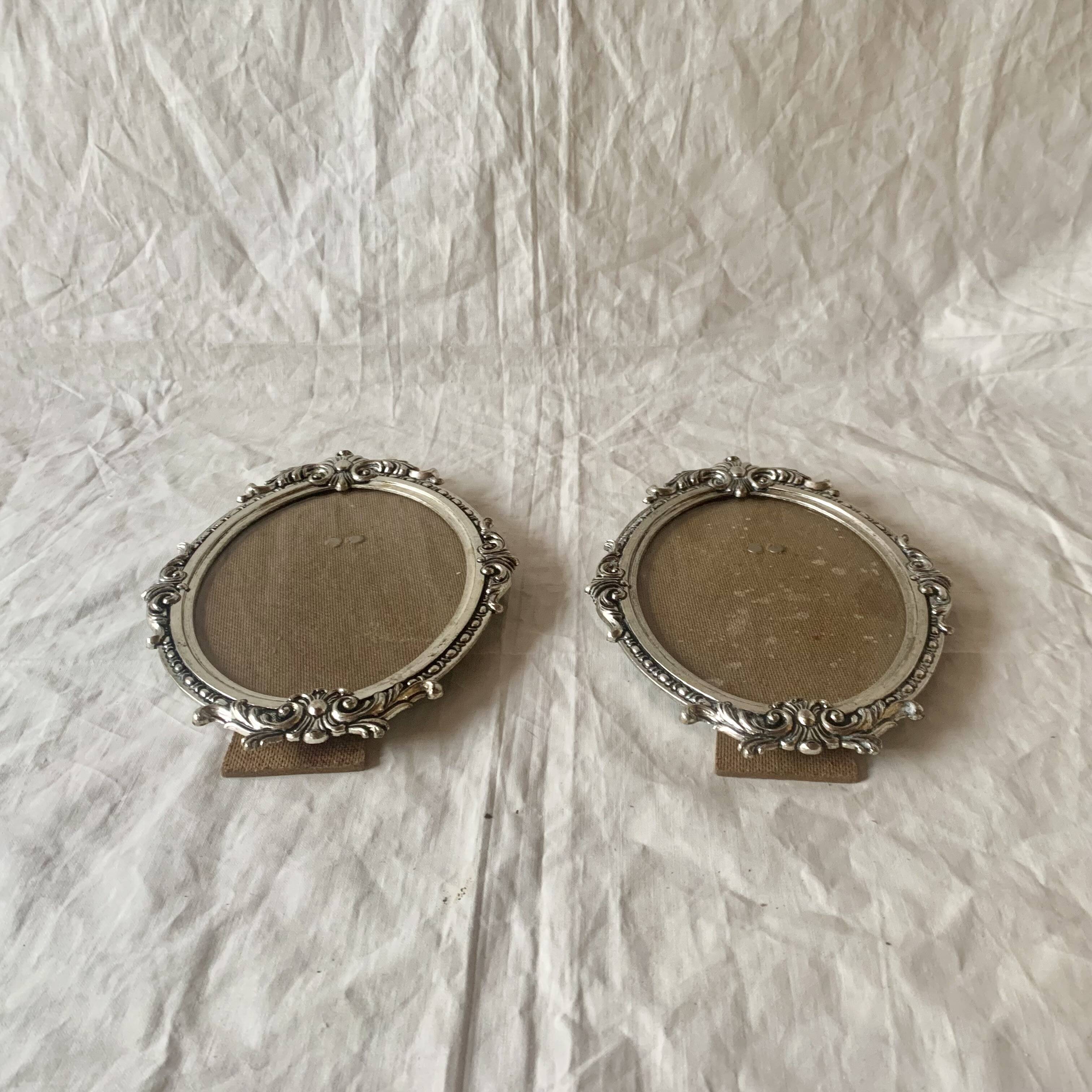 Pair of vintage silver metal frames
