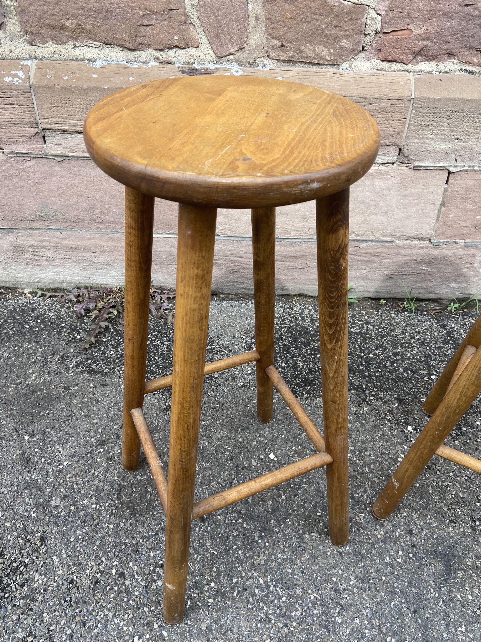 paire de Tabourets de bar bois vintage