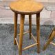 pair of vintage wooden bar stools