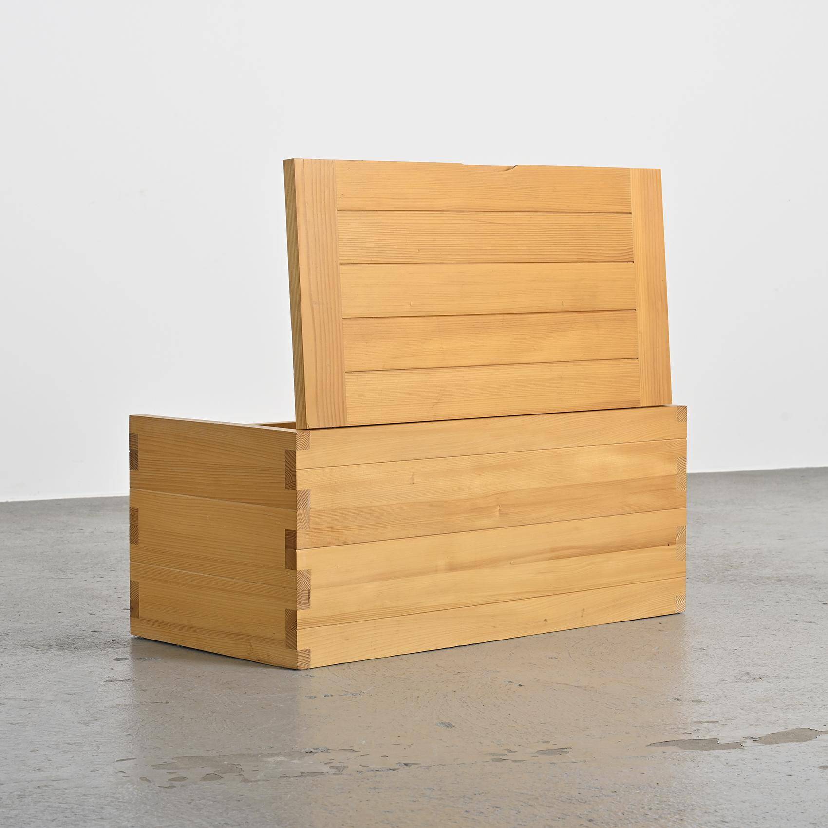 Solid elm chest by Maison Regain, 1970s