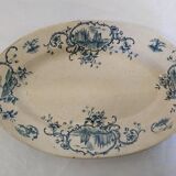 Old serving dish floral and maritime decoration
