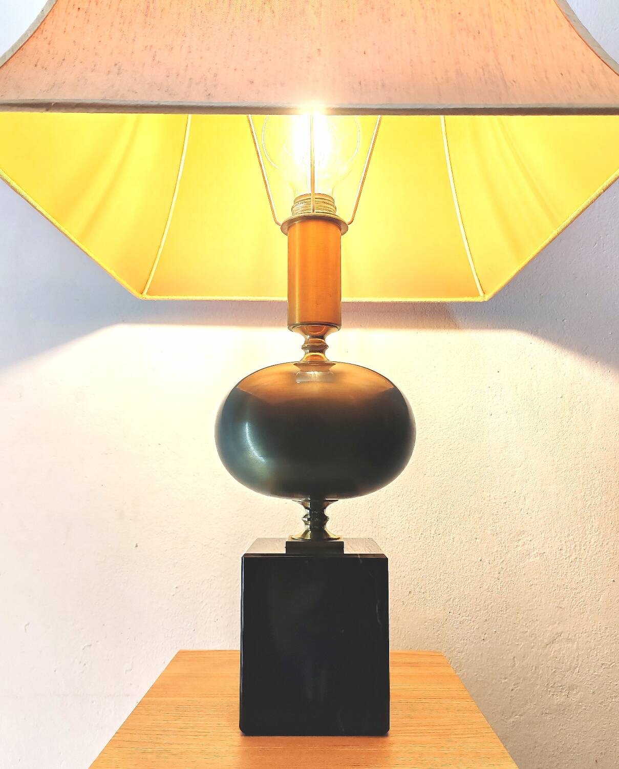 Large Regency black marble barber lamp