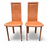 Set of 2 brown leather chairs