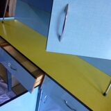 Buffet en formica jaune et bleu