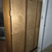 Vintage oak three-panel curtain cabinet