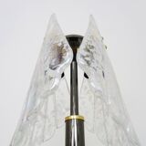 Large foliage table lamp in glass and anthracite gray metal. 80 years