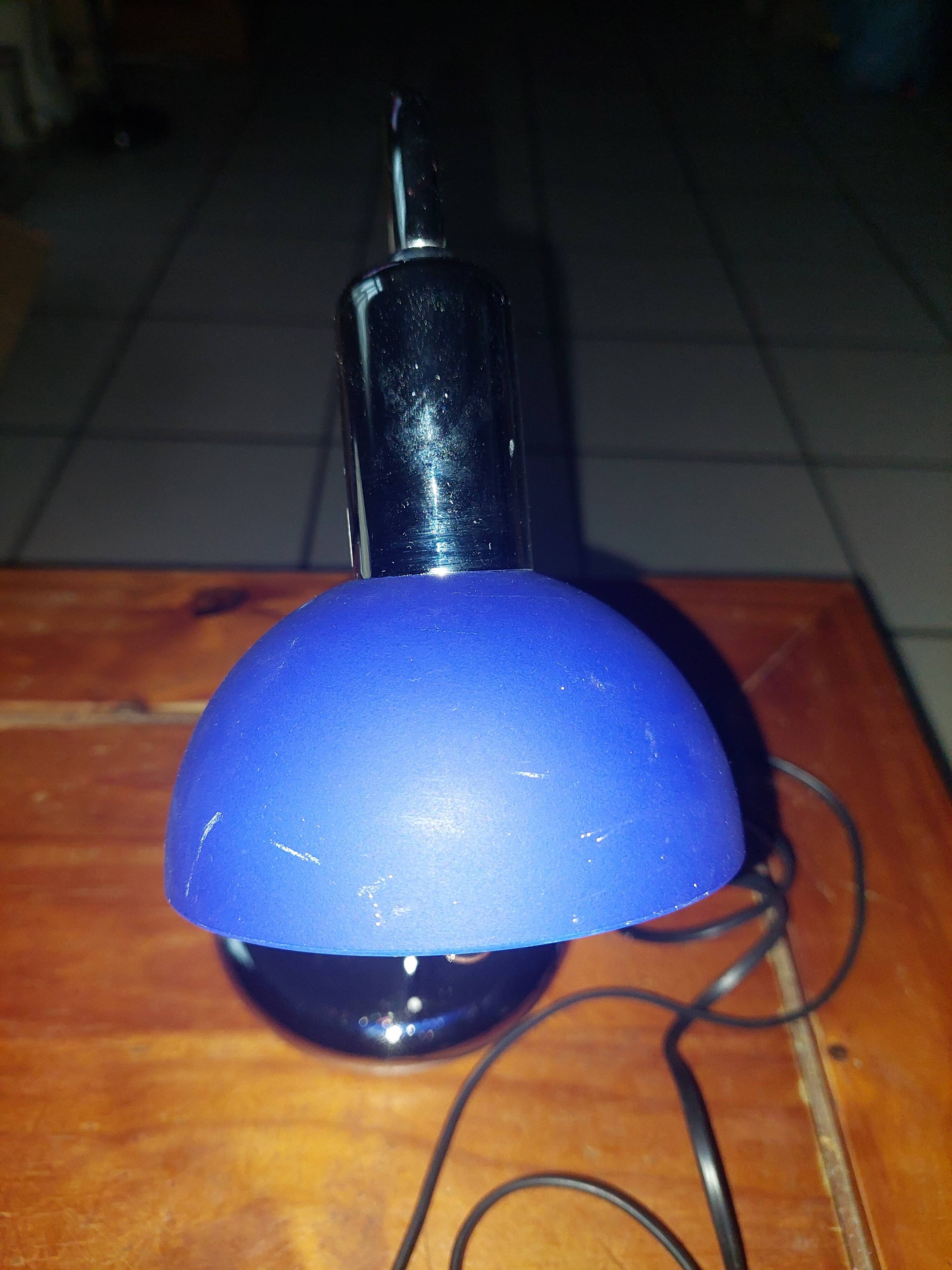 Table lamp chromed metal and glass globe used