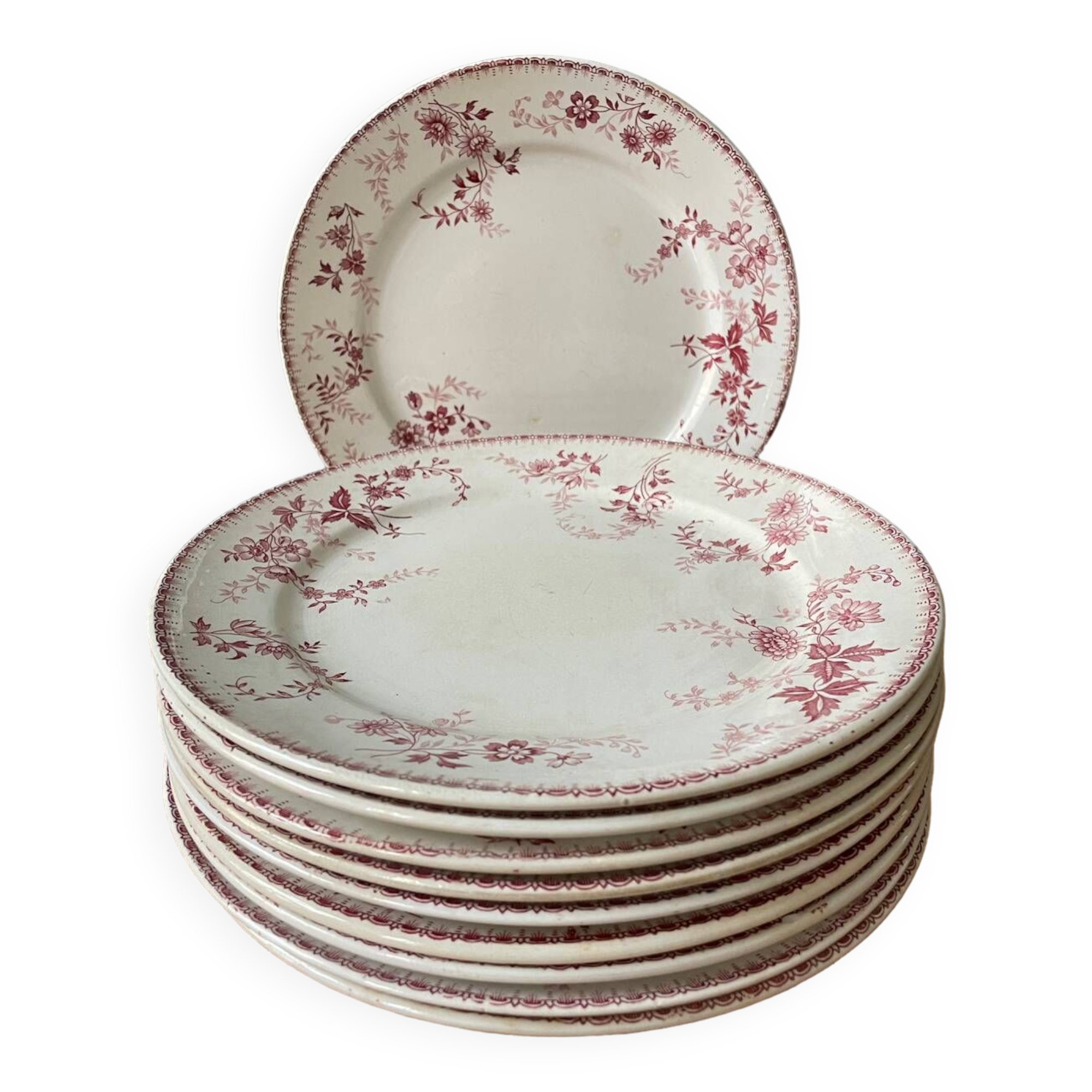 Series of 10 flat plates Terre de Fer Poincelet-Masquelier