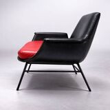 Mid-Century two-seater leather sofa, 1960s, Czechoslovakia