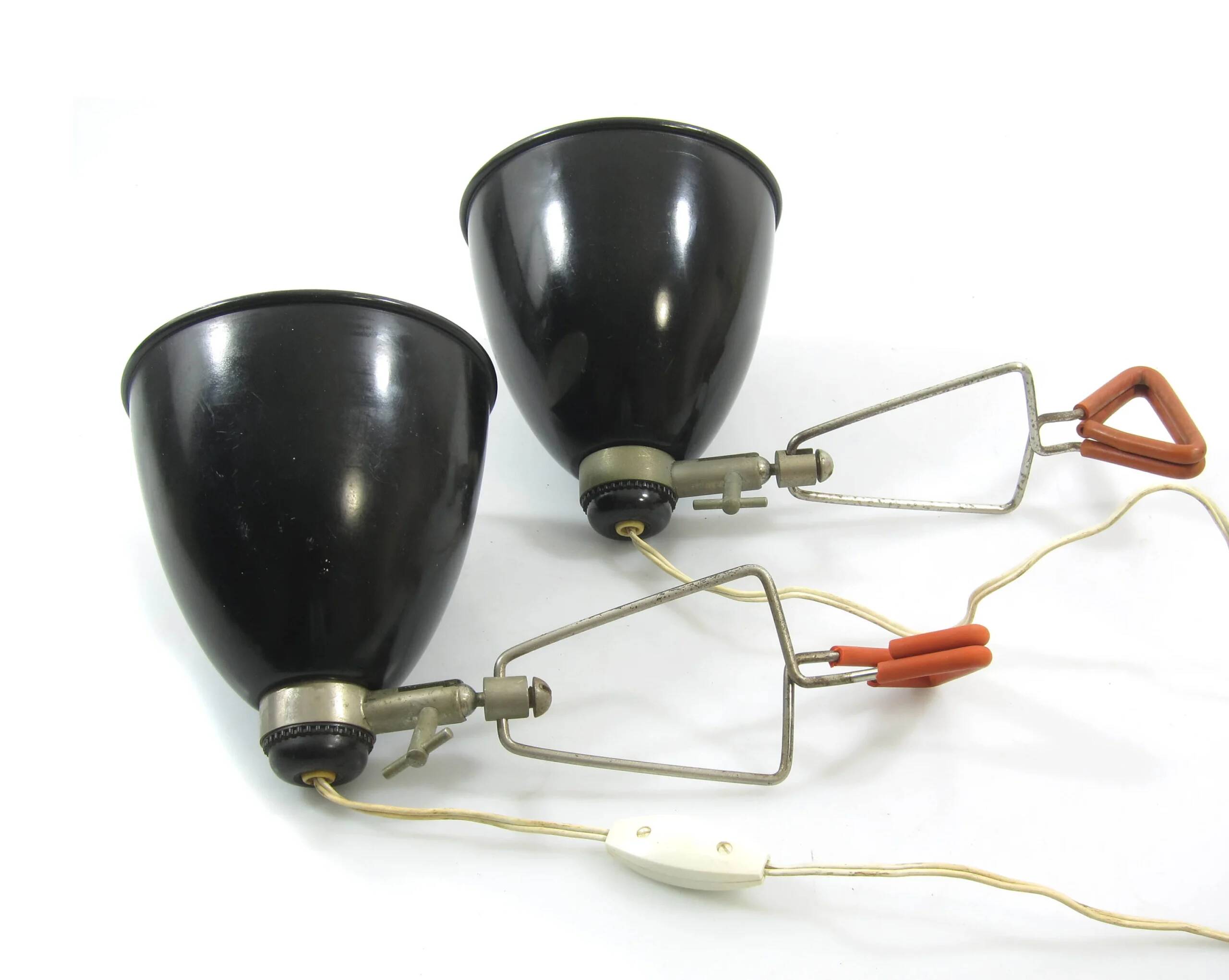 Set of two HALA clamp lamps from the 1950s, Dutch design.