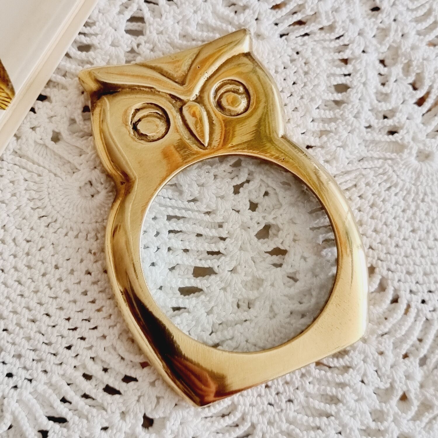 Brass owl magnifying glass
