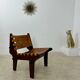 Vintage teak and leather armchair design Angel Pazmino brand Ecuador vintage 1960