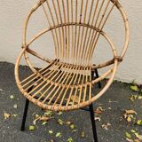 Belle chaise Vintage en rotin et osier