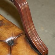 Restored leather captain's Chesterfield chair