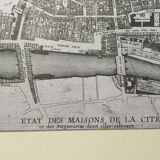 Historical map of the island of the city in Paris in 1754