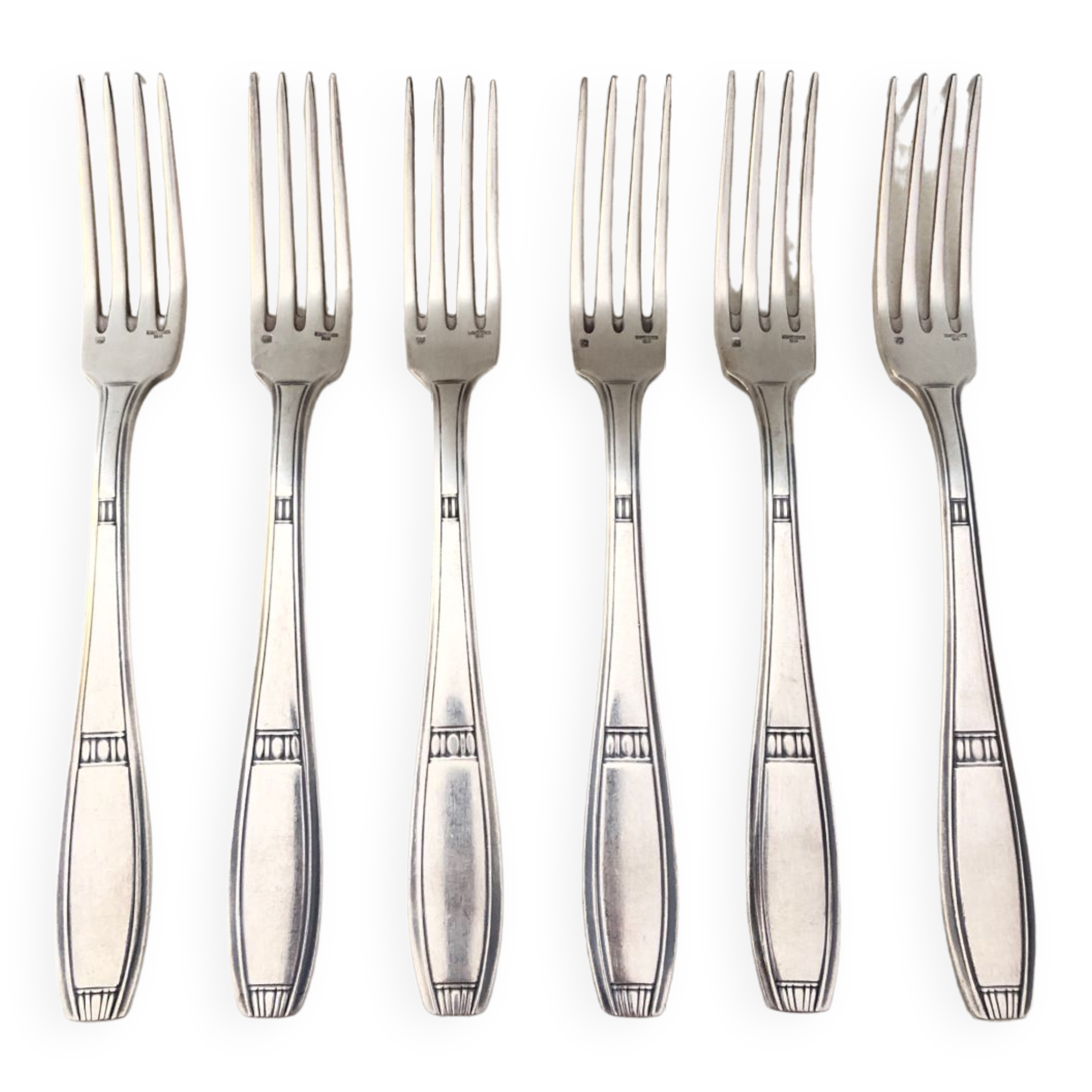 6 ercuis forks, silver metal, 1930