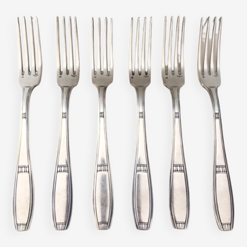 6 ercuis forks, silver metal, 1930