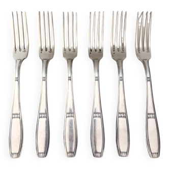 6 ercuis forks, silver metal, 1930