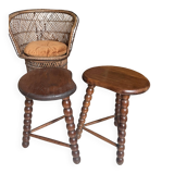 Pair of solid oak milking stools