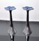 Pair of floral candlesticks by art3, aluminum and blue enameled ceramic, spain, 1980