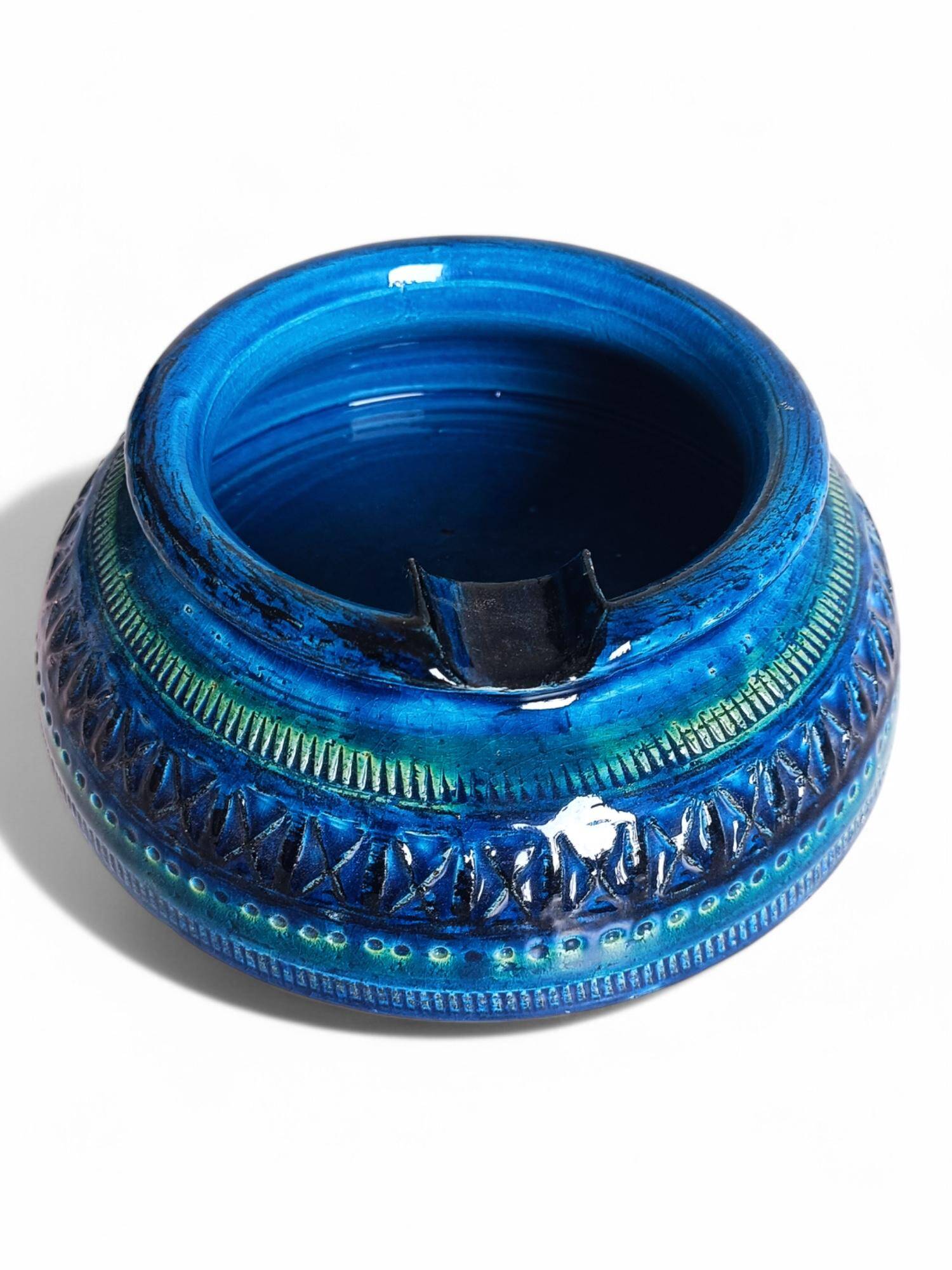 Bitossi Large Ashtray by Aldo Londi, Rimini Blu Ceramic, Italy, 1960s