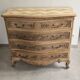 Louis XV style curved chest of drawers with 4 drawers in raw solid oak