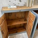 Factory blue patinated workshop furniture