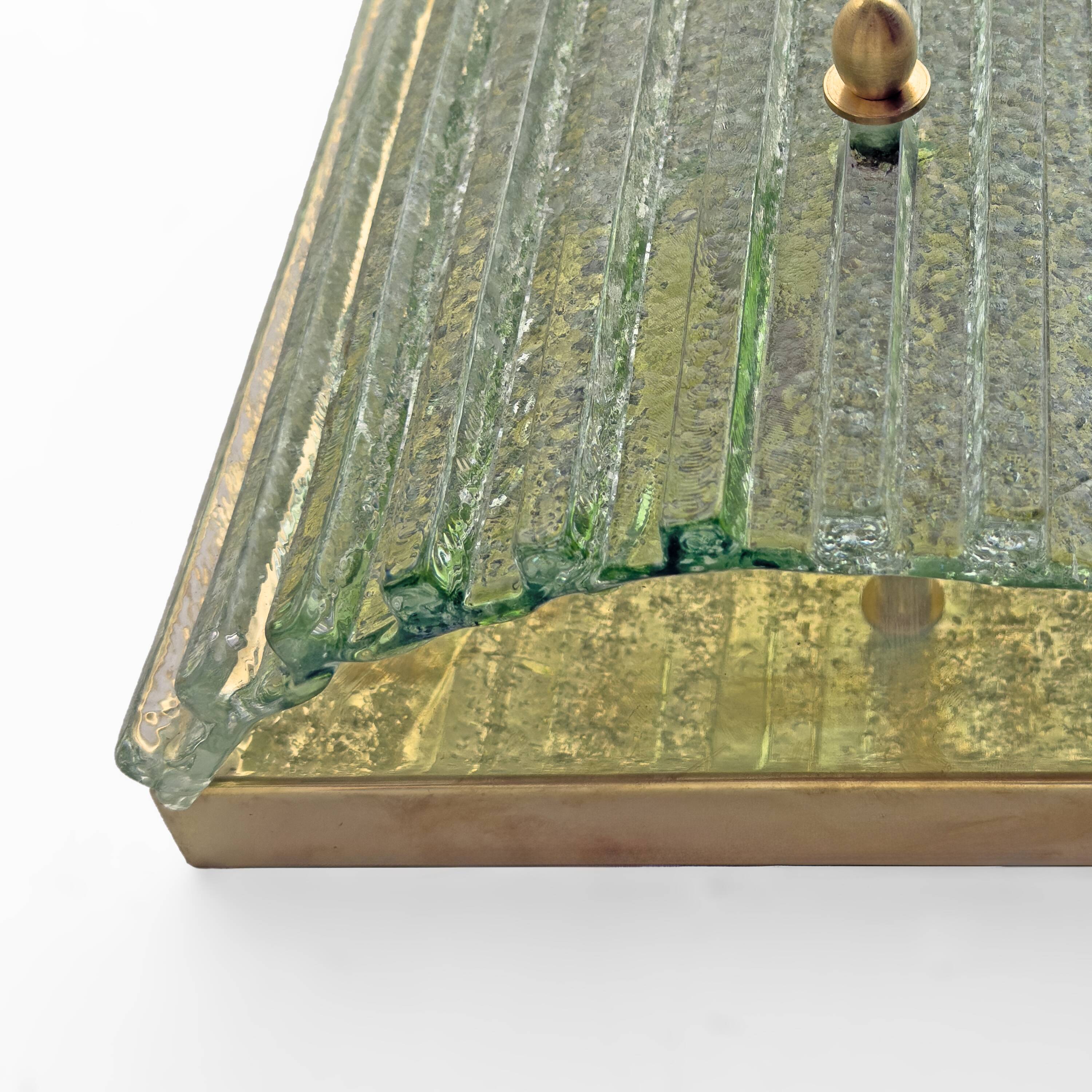 Pair of Modern Brass and Murano Glass Grit Sconces