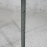 Side table tubular steel base, round top strapping wood, France, circa 1950