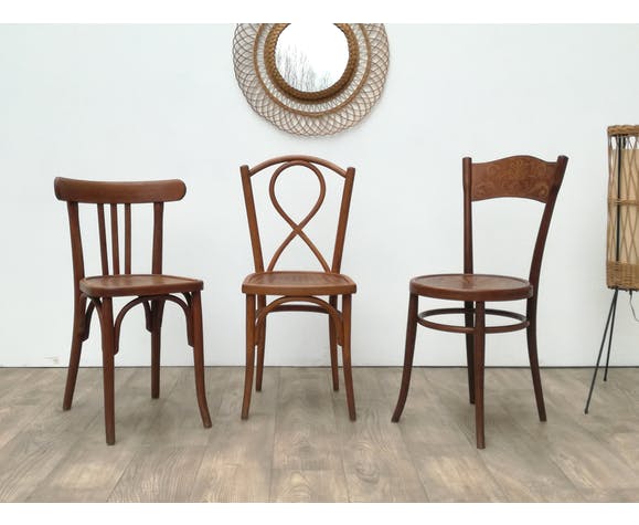 3 wooden bistro chairs