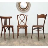 3 wooden bistro chairs