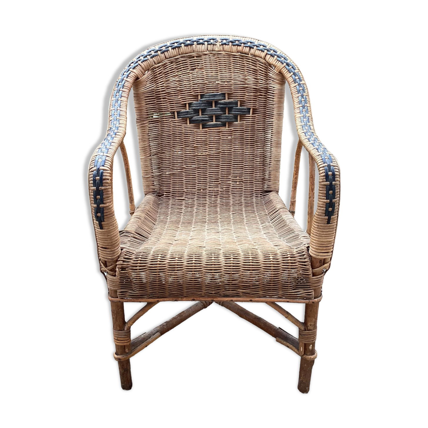 Small shepherdess chair for children in rattan 1950
