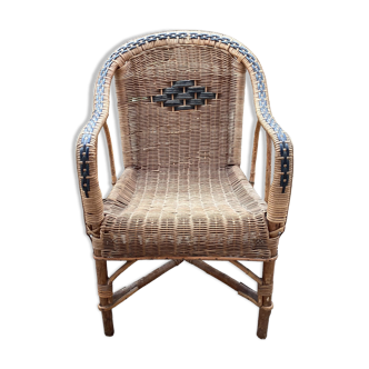 Small shepherdess chair for children in rattan 1950