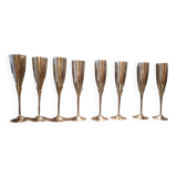 6 art deco champagne flutes, 70s