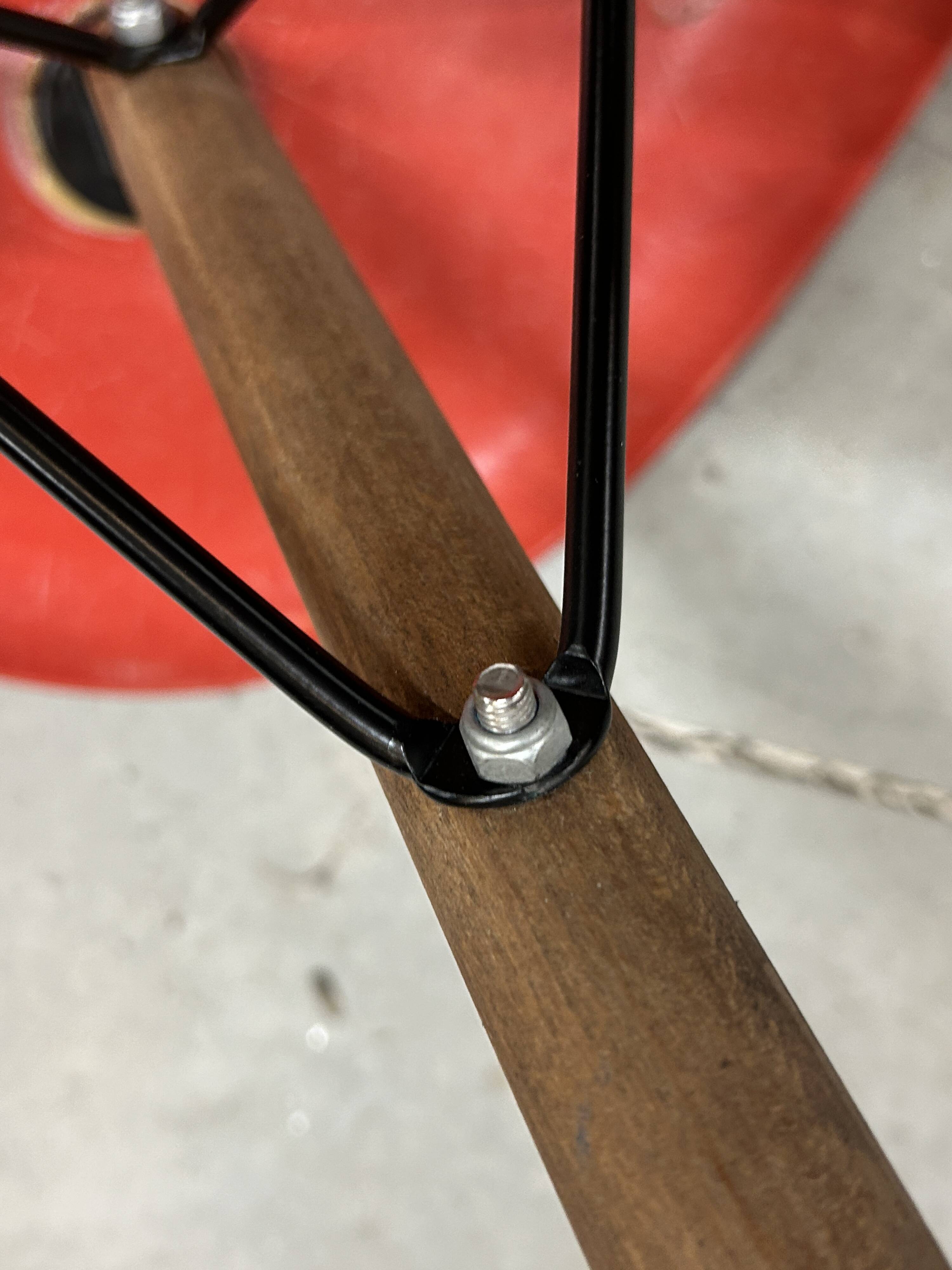 Set of 6 vintage red DSW chairs by Charles and Ray Eames