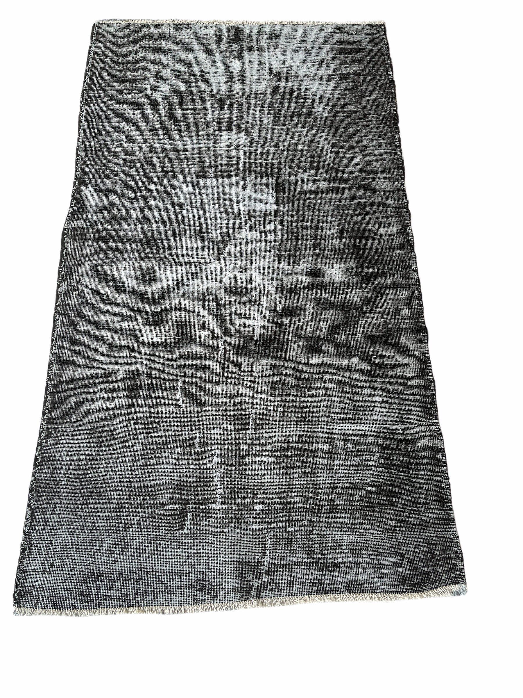 Distressed Turkish Narrow Runner 309 x 66 cm Wool Vintage rug, Over-dyed Gray